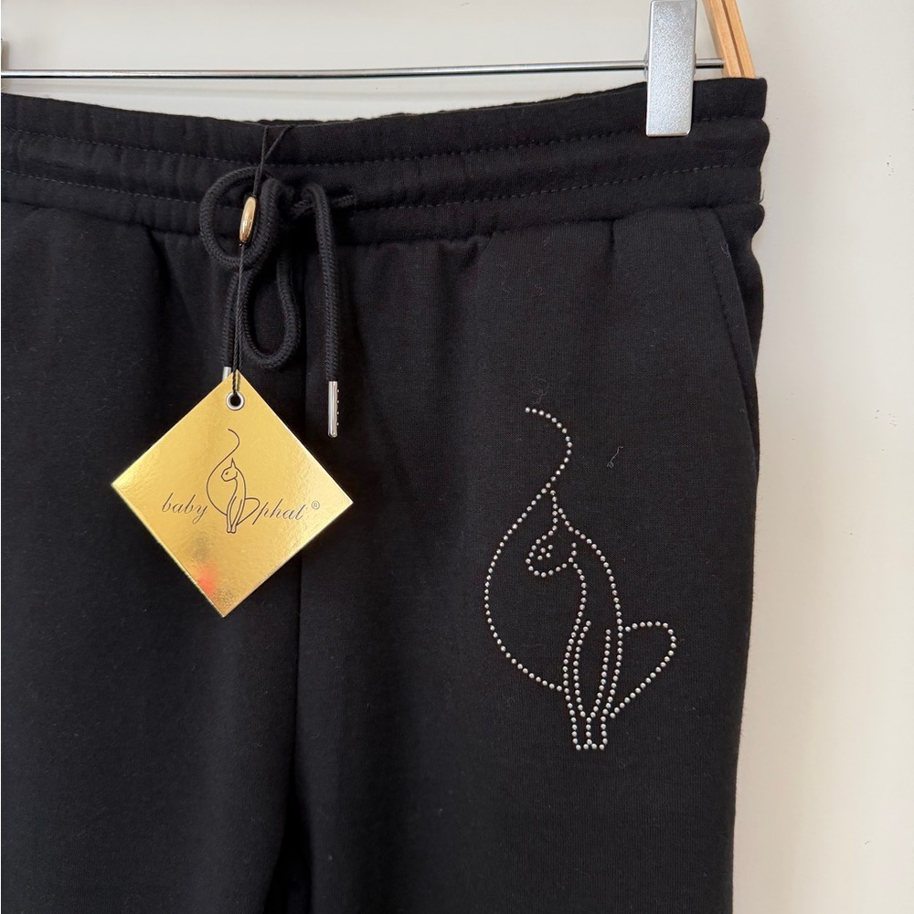 Baby Phat Black Rhinestone Logo Jogger Pants - Picture 6 of 8